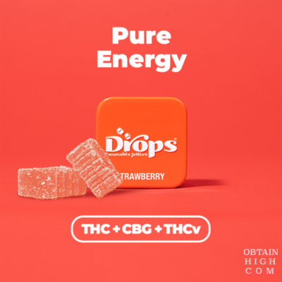 THC + CBG + THCv Strawberry Gummies 2 Pieces by Drops obtain high